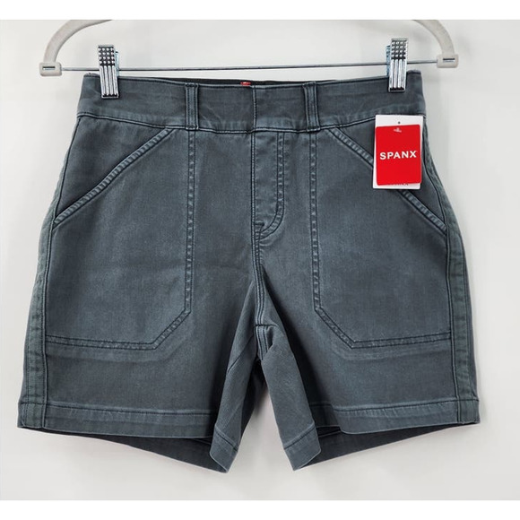 New NWT Spanx 6" Twill Shorts Pull On Size XS In Hazy Grey - Picture 4 of 9